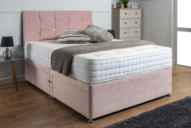 Plush Divan Bed with Drawer and Mattress Options - Pink, Green & Blue