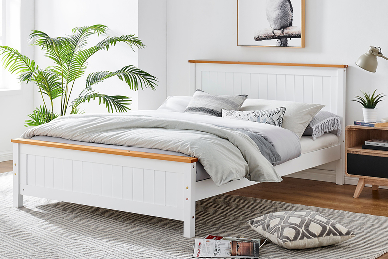 White Bed Frame - 3 Sizes & Mattress Options