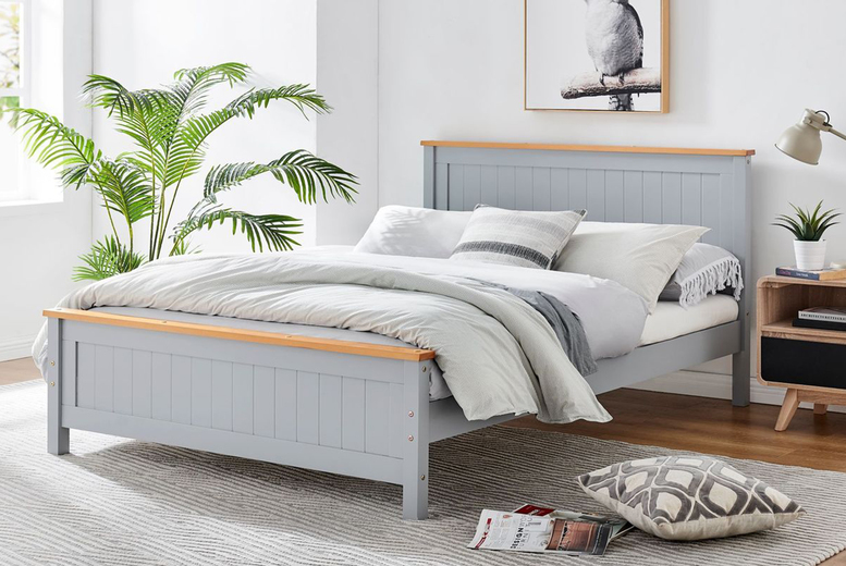 Grey Bed Frame - 3 Sizes & 3 Mattress Options