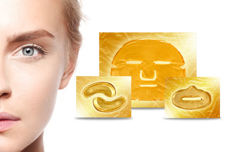 25 Gold Collagen Hyaluronic Crystal Masks – Face, Eyes & Lips Deal Price £11.99