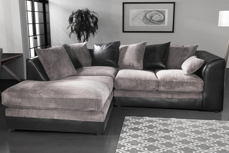 Black & Grey Fabric Corner Sofa Deal Price £449.00