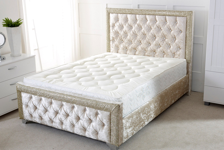 Glitter Sleigh Bed with Memory Foam Mattress – All-In-One Bed Set | Wowcher Glitter Sleigh Bed with Memory Foam Mattress – All-In-One Bed Set | Wowcher