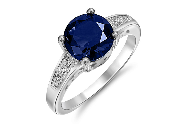 Rhodium Plated Blue Cubic Zirconia Ring Deal Price £5.99