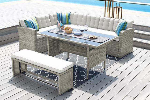 9-Seater Grey Rattan Corner Dining Set Deal | Shop | Wowcher