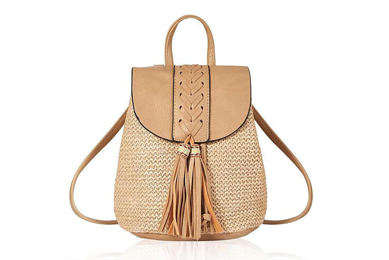straw backpack purse
