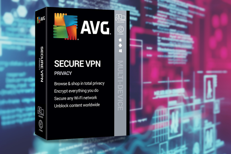 £12.99 instead of £64.99 for one year of AVG Secure VPN on up to five devices, £22.99 for two years from Download Buy