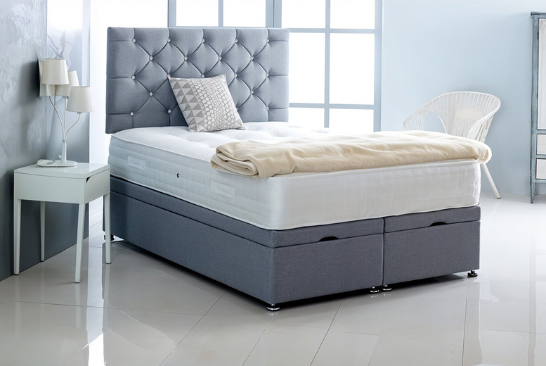 Linen Ottoman Storage Bed with Memory Foam Mattress | Wowcher Linen Ottoman Storage Bed with Memory Foam Mattress | Wowcher