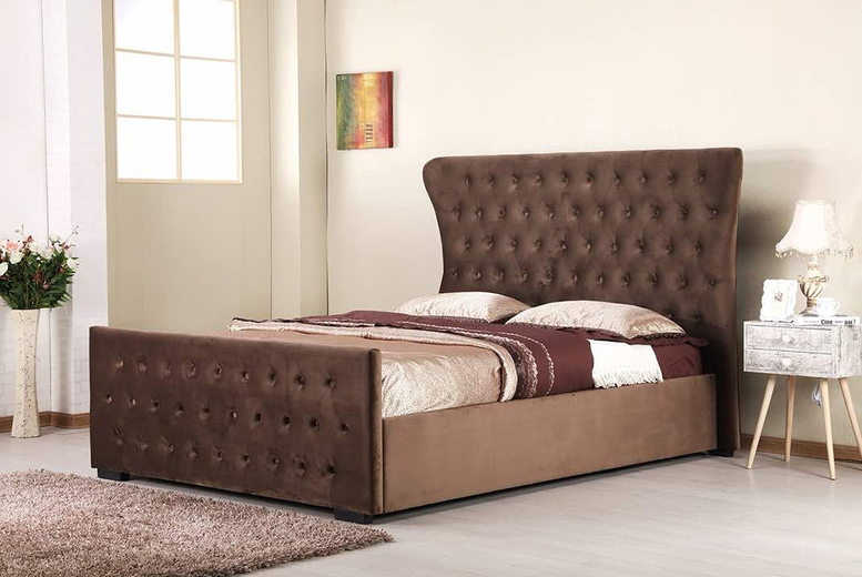 Wingback Plush Bed Frame w/ Optional Mattress Deal Price £199.99