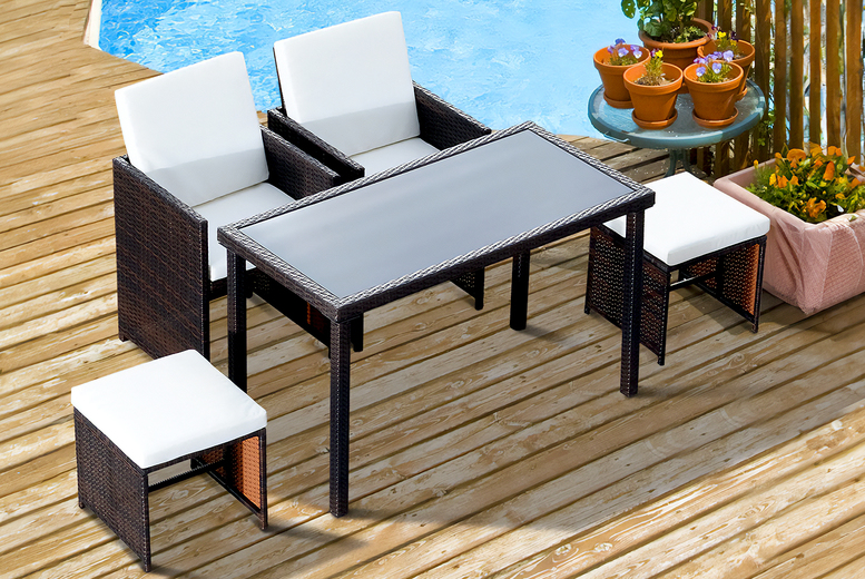 Outsunny 5pc Rattan Garden Dining Set – Weather-Resistant & Space-Saving Outsunny 5pc Rattan Garden Dining Set – Weather-Resistant & Space-Saving