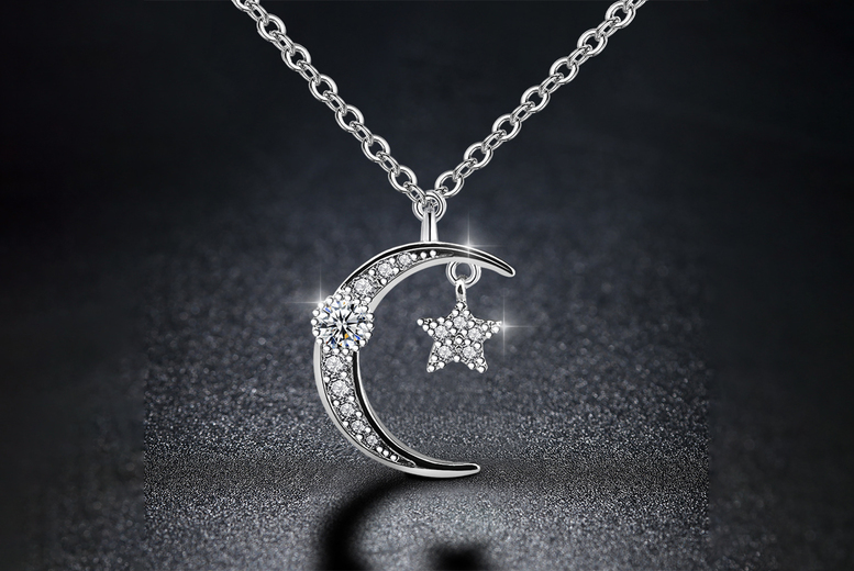 Silver Moon & Star Necklace Deal Price £7.99