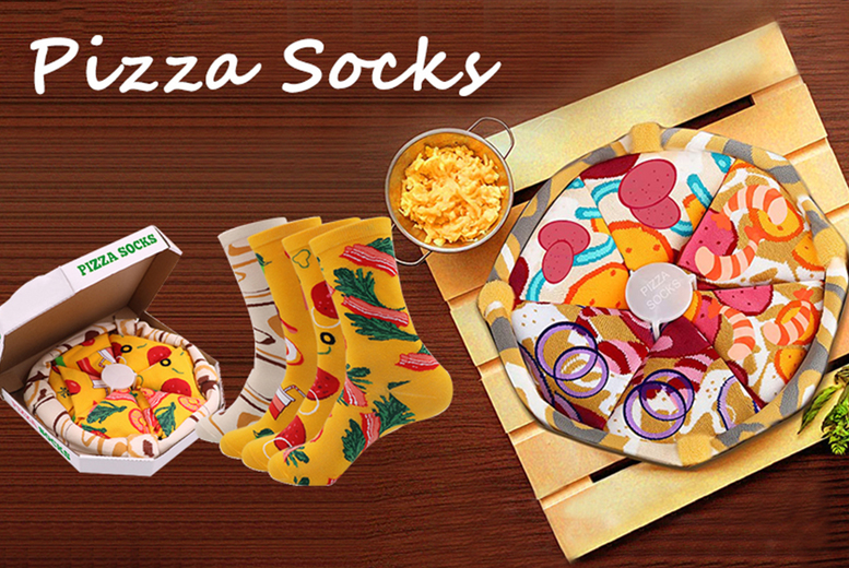 4 Pairs Pizza Socks in Pizza Box Deal Price £9.99