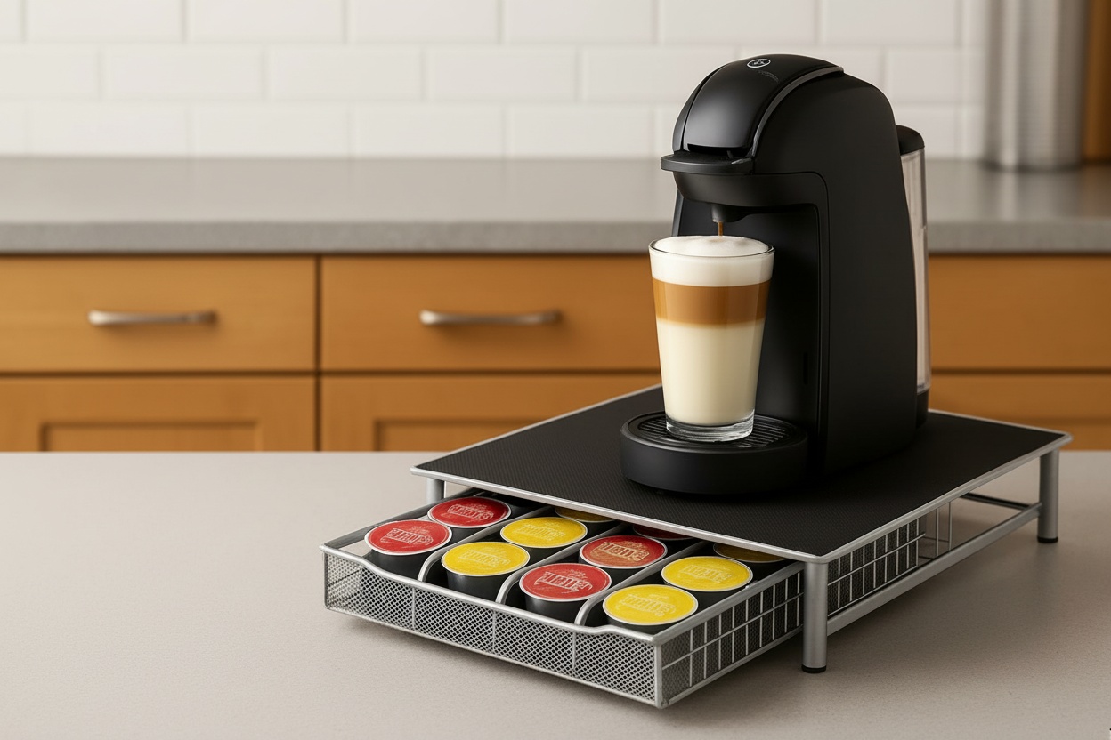 Coffee Capsule Storage Rack - Sleek Metal Drawer for Dolce Gusto, Tassimo, Nespresso & Vertuo Pods | Wowcher