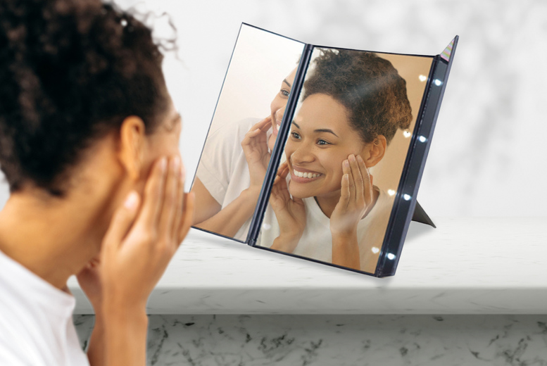 Tri-Fold LED Makeup Mirror