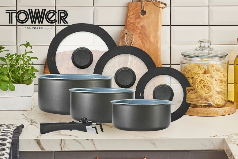 Tower 7-Piece Freedom Non-Stick Cookware Pan Set w/ Detachable Handles Deal Price £49.99