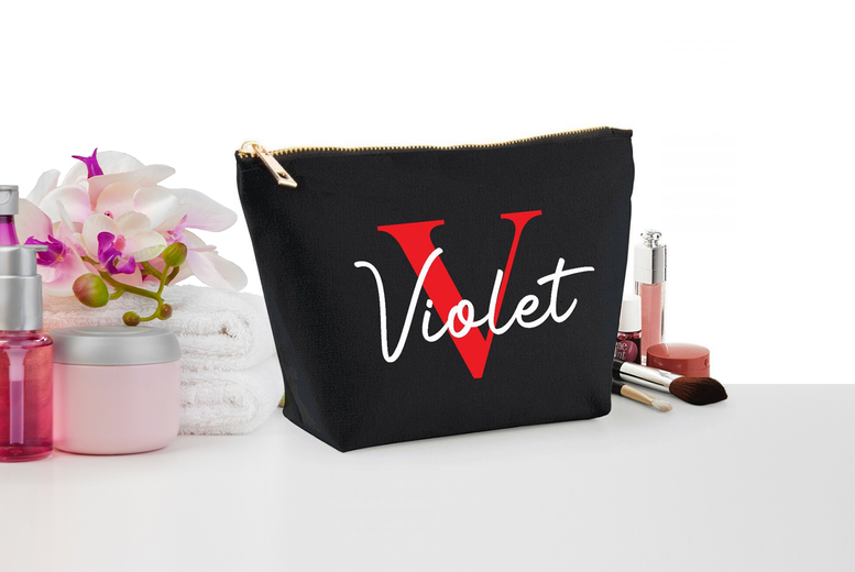 Black Personalised Makeup Bag Offer Price £ 9.99 | Personalised Gifts