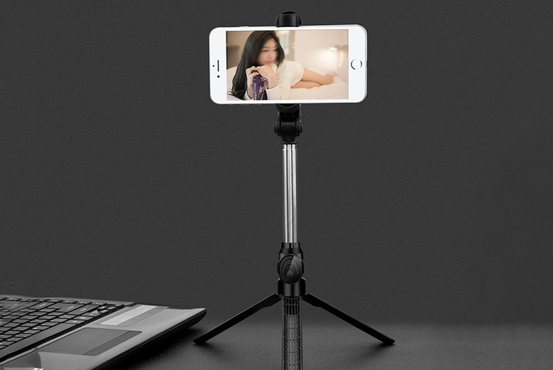 Multifunctional Tripod Selfie Stick – Black, White, Pink Deal Price £7.99