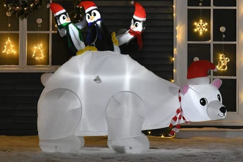 1.5m Christmas Inflatable Polar Bear with LED Lights! Deal Price £49.99