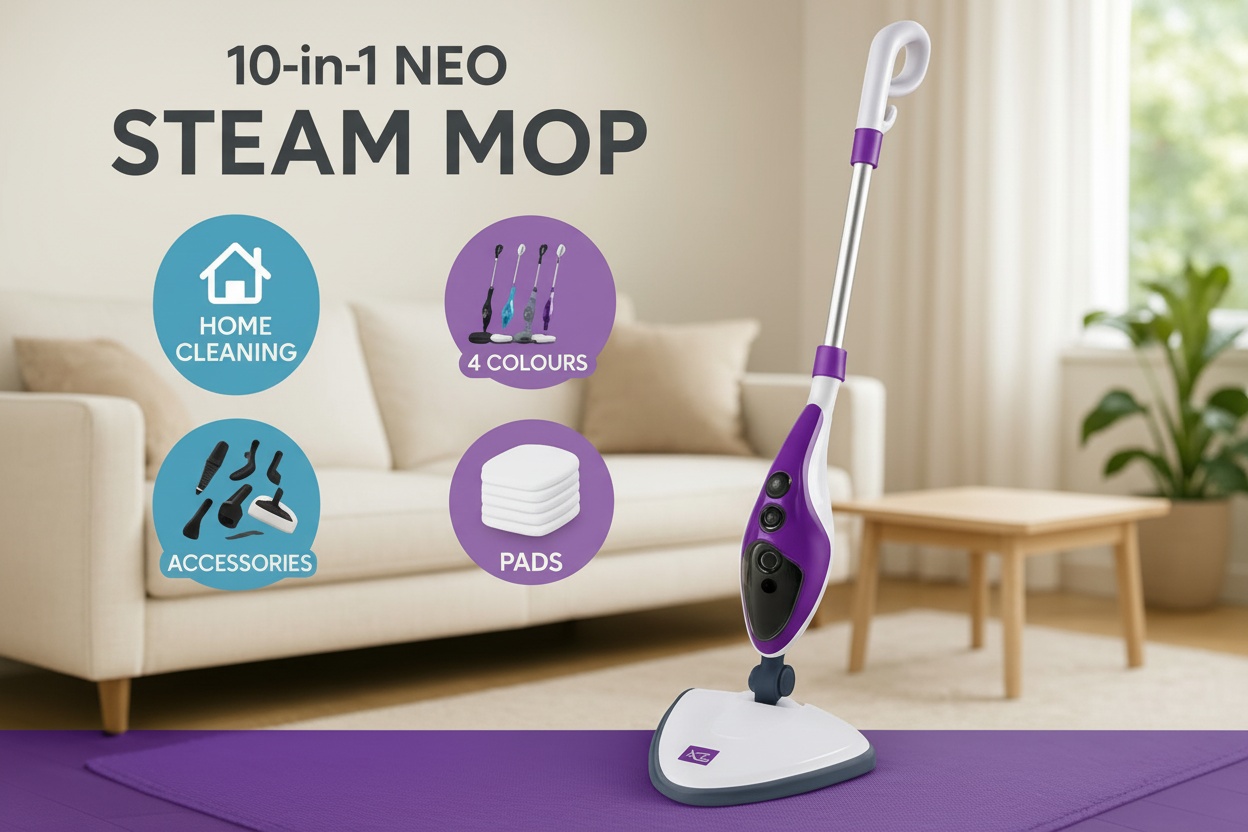 4 PADS / BLACK AND COPPER: A Neo 10-in-1 multifunctional steam mop | Wowcher