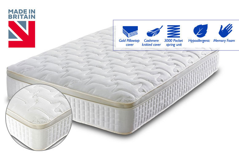 Luxury Cashmere 3000 Pocket Sprung Pillow Top Mattress Shop Wowcher