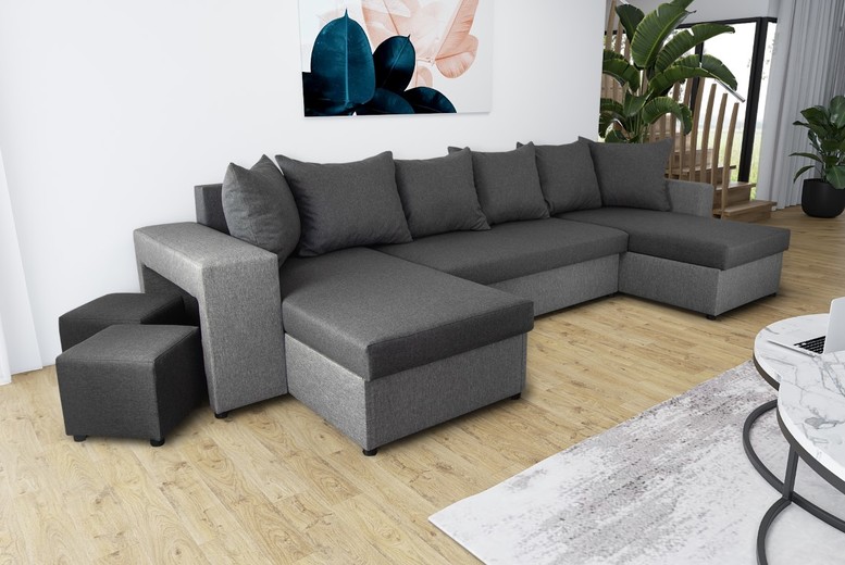 Ibra Fabric U-Shaped Corner Sofa Bed – 2 Colours! Ibra Fabric U-Shaped Corner Sofa Bed – 2 Colours!
