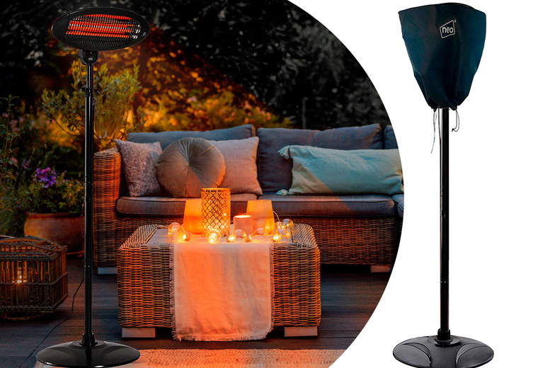 Outdoor Black Electric 2KW Patio Heater & Cover Deal Price £39.99