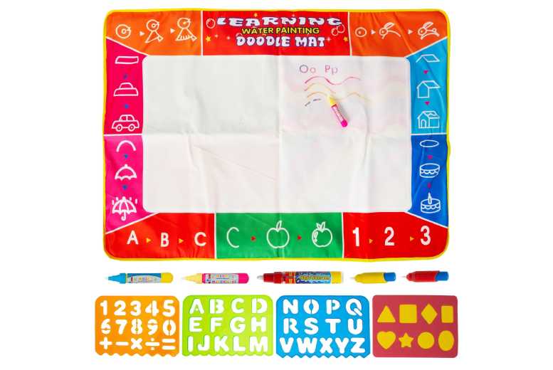 Large Doodle Water Drawing Mat Set – Durable Polyester, 100cm x 70cm, Educational Accessories | Wowcher