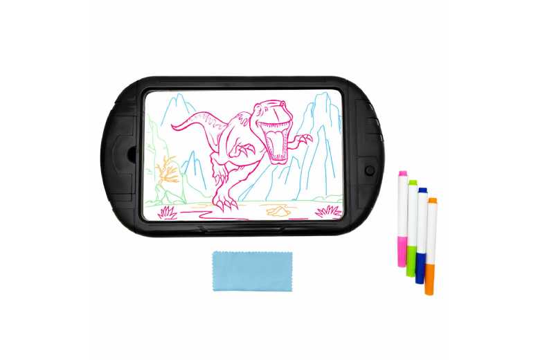 Dinosaur Light Magic LED Drawing Board – Portable Neon Writing Pad for Kids, ABS & Acrylic, 15.4-Inch | Wowcher