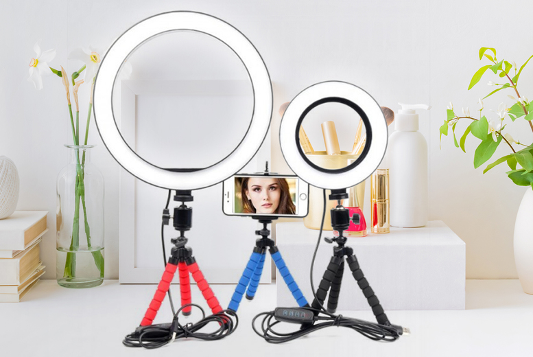 Dimmable LED Selfie Ring Light – 3 Colours Deal Price £7.99