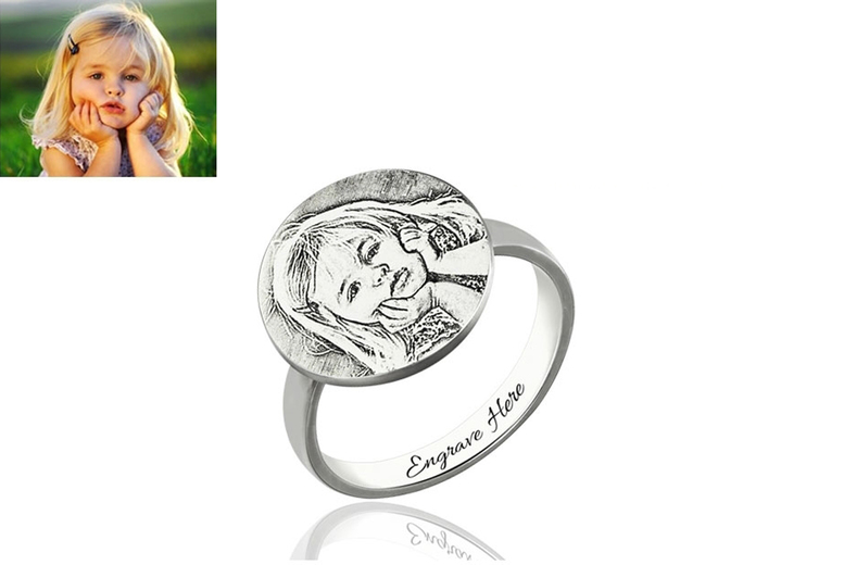 £16.99 instead of £126.92 for a personalised sterling silver photo engraved ring from Justyling – save 87%
