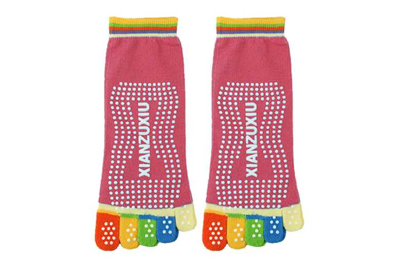 Women’s Pink Cotton Non-Slip Yoga & Pilates Grip Socks – Breathable Studio Footwear | Wowcher
