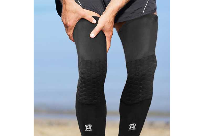 Large Black Knee Compression Sleeve – Elastic Support, Breathable, Gym & Running | Wowcher