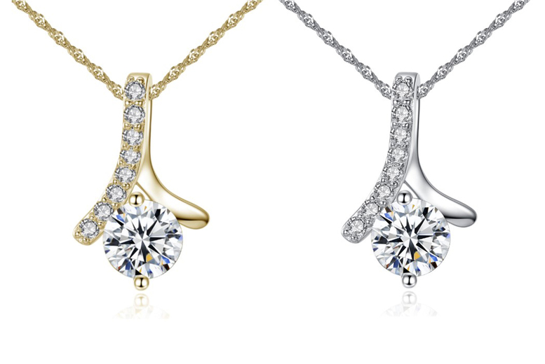 Dancing Crystal Pendant Necklace - Adjustable Gold or Silver, Hypoallergenic, Gift-Ready Statement Jewellery | Wowcher