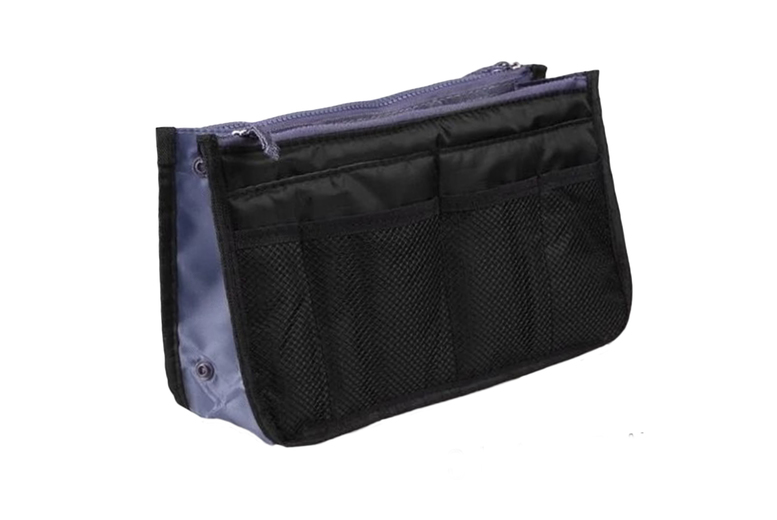 Multi Pocket Travel Organiser Bag – Durable Nylon, 13 Compartments, Black or Pink | Wowcher