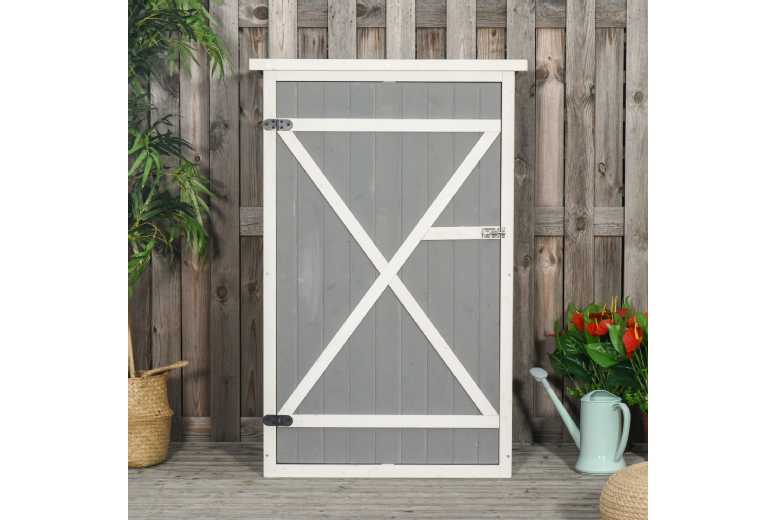 Outsunny Deluxe Fir Wood Weatherproof Storage Shed – Grey, Multi-Shelf, Garden Organiser | Wowcher Outsunny Deluxe Fir Wood Weatherproof Storage Shed – Grey, Multi-Shelf, Garden Organiser | Wowcher