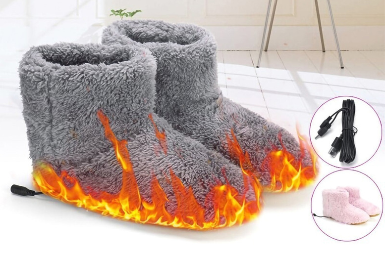 Heated Winter Warmer USB Slipper Boots – 2 Options Deal Price £7.99