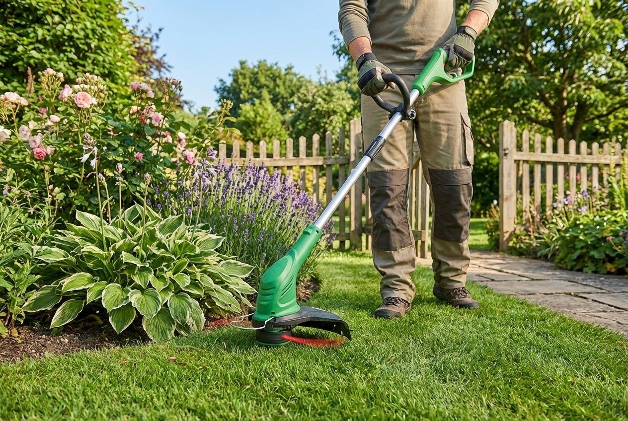 Mini Cordless Weed Trimmer with Lightweight Extension - Battery Powered, Ergonomic Grip, Debris Shield | Wowcher