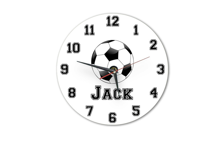 Personalised Glass Football Wall Clock – Custom Team Colours, 20cm Modern Home Decor | Wowcher