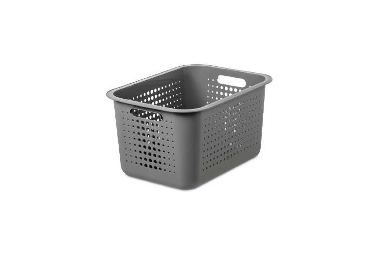 Orthex SmartStore 13L Stackable Plastic Storage Basket with Bamboo Lid – Modular Home Organiser, Taupe | Wowcher