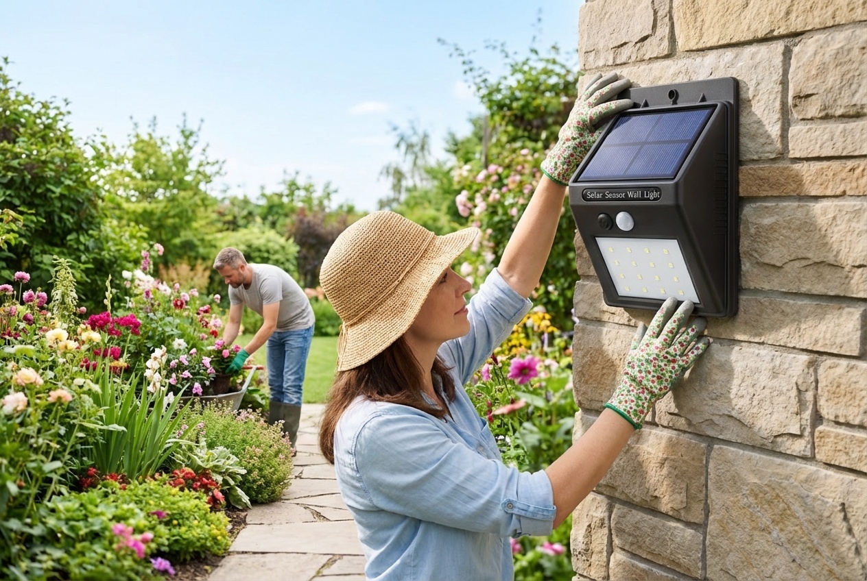 Solar LED Security Wall Light - Weatherproof Motion Sensor Outdoor Lamp | Wowcher