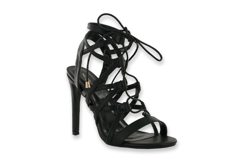 Black Women’s Lace-Up High Heel Sandals – Synthetic Summer Party Shoes (UK 3-8) | Wowcher