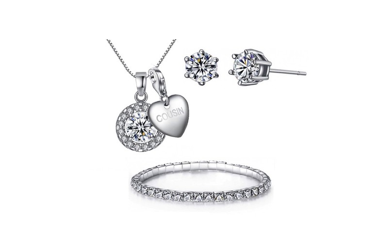 Solitaire Circle Pendant, Earring and Bracelet Set with Charm - 16 Styles. from LivingSocial