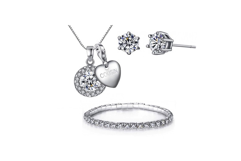 Solitaire Circle Pendant, Earring and Bracelet Set with Charm - 16 Styles. at LivingSocial