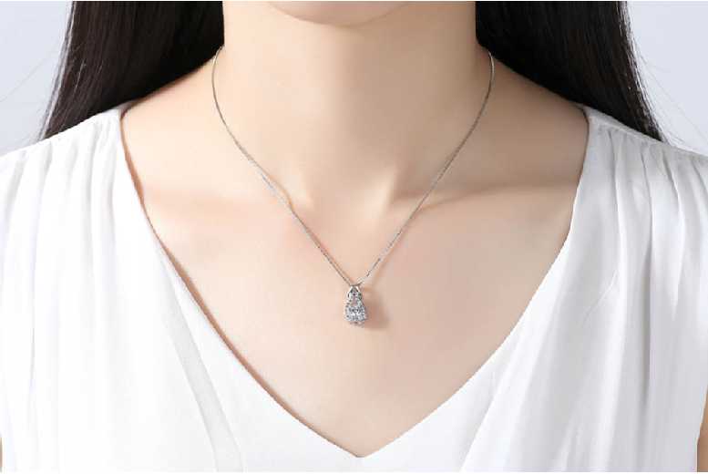 Dazzling Silver Crystal Water Drop Pendant Necklace – Rhodium-Plated Adjustable Chain, Hypoallergenic, Statement Piece | Wowcher