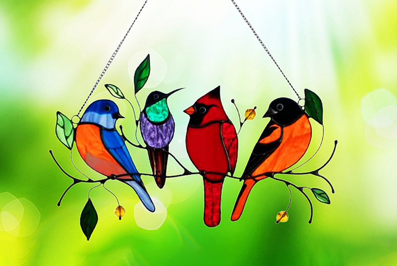Stained Glass Hanging Bird Decoration – 2 Designs Deal Price £4.99