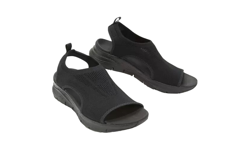 Black Women’s Breathable Mesh Open Toe Sandals – Summer Casual Footwear | Wowcher