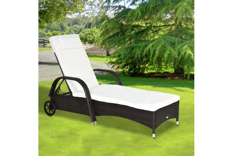 Outsunny Wicker Rattan Sun Lounger Deal Price £149.99