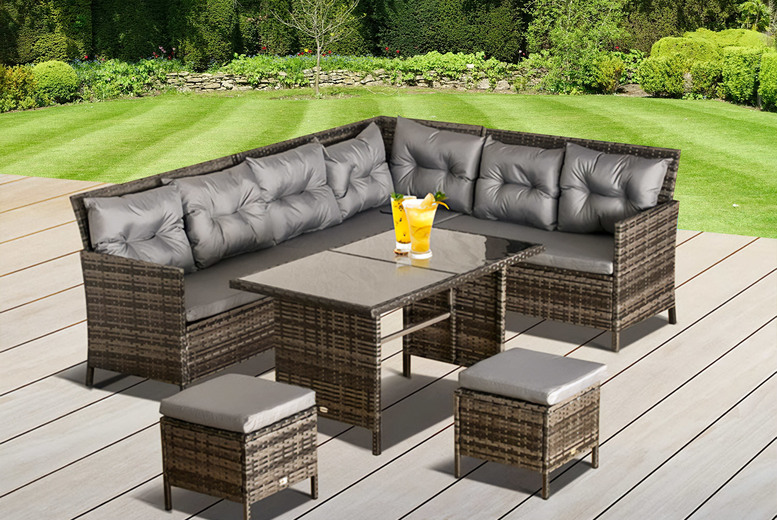 £409 instead of £959.99 for an Outsunny six-piece patio wicker rattan dining sofa set from MHSTAR – save 57% £409 instead of £959.99 for an Outsunny six-piece patio wicker rattan dining sofa set from MHSTAR – save 57%
