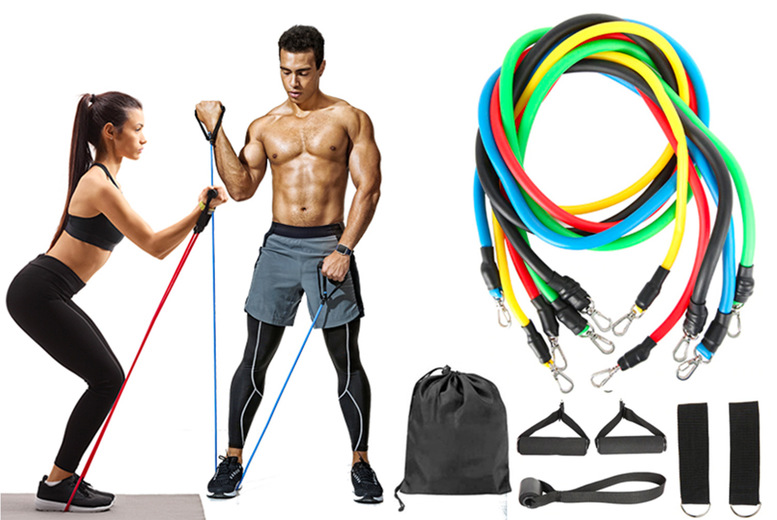 11-Piece Resistance Band Home Fitness Gym Set Deal Price £1.00