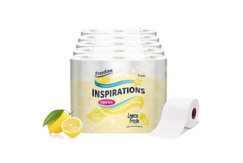 Freedom Lemon Scented 3-Ply Quilted Toilet Tissue – Extra Soft, Eco-Friendly, Bulk Pack (45 or 90 Rolls) | Wowcher