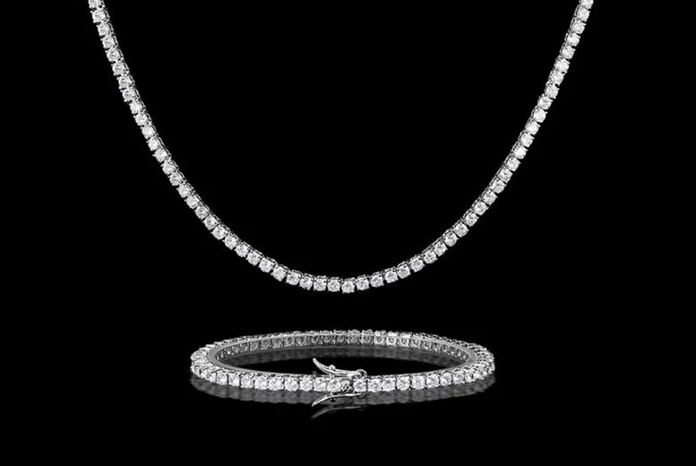 Diamond Tennis necklace and bracelet set 3mm Deal Price £79.99